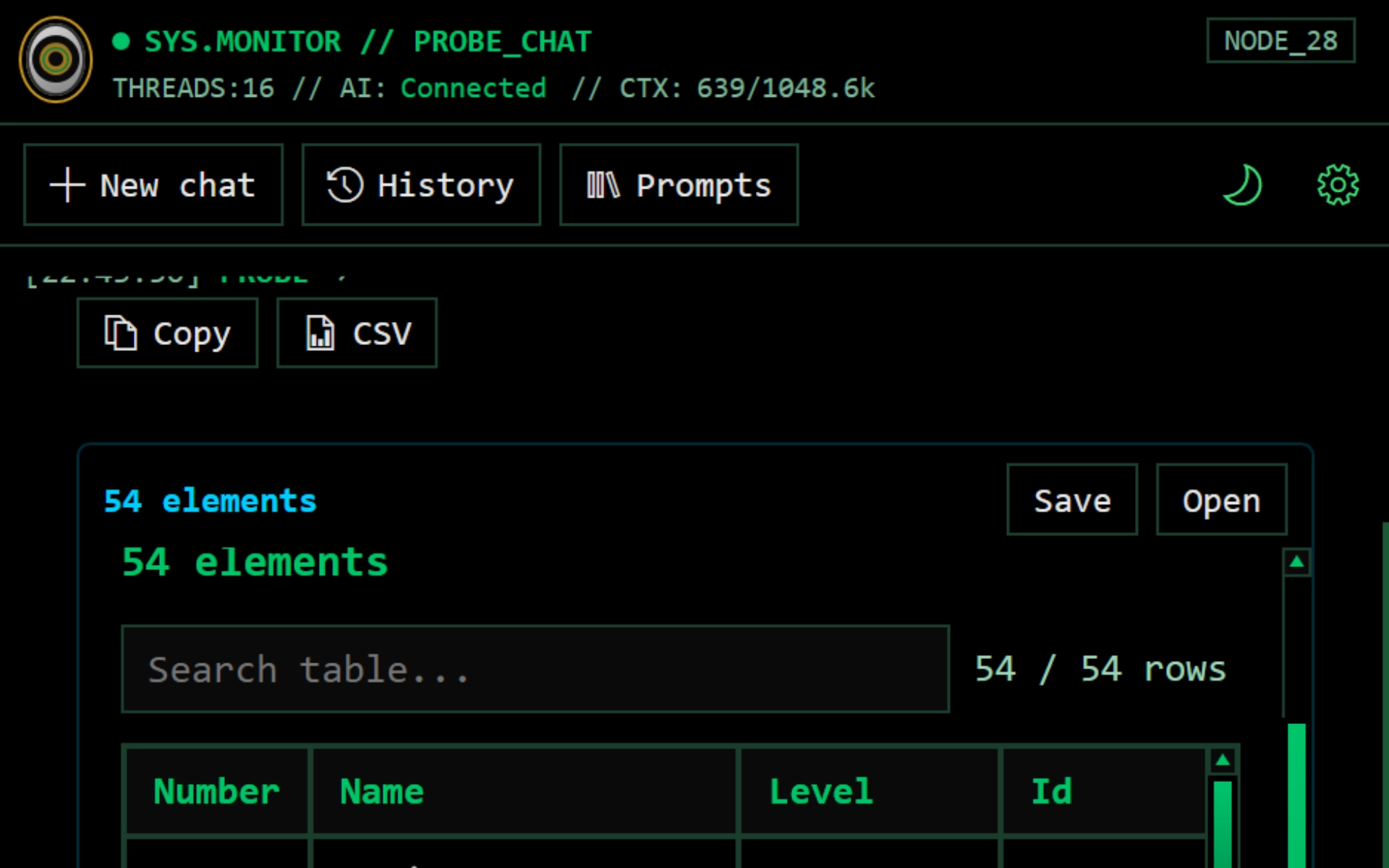 Probe plugin demo screen